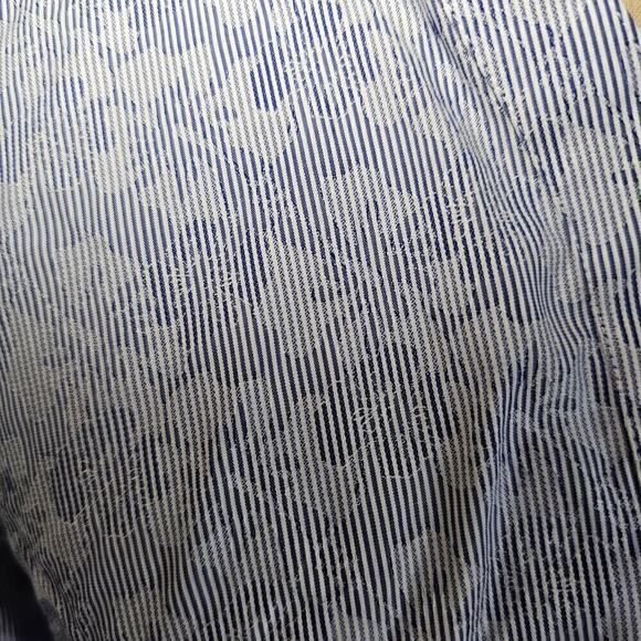 Chico's blue striped floral button down sz medium - Picture 2 of 7